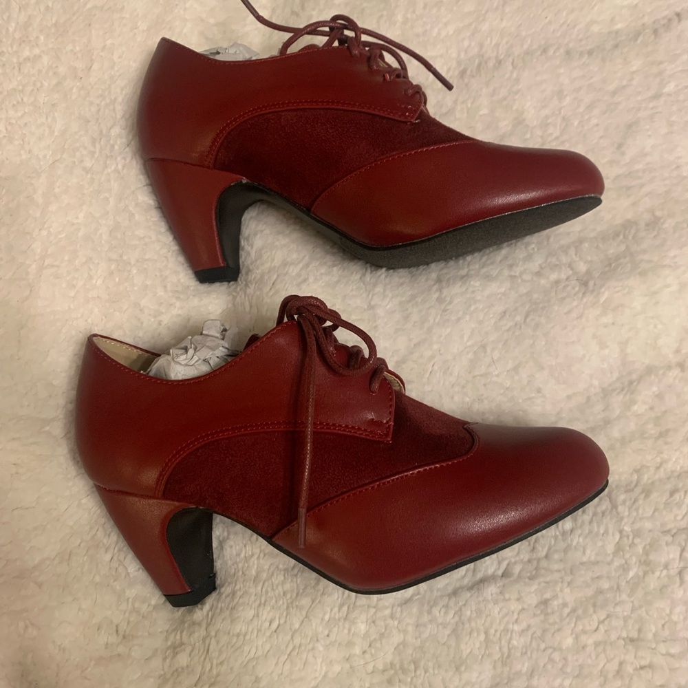 Angel Steps Ruby Oxford Lace-Up Heeled Booties for Women